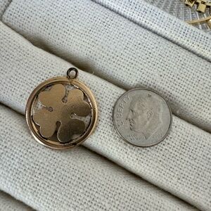 Antique gold plated shamrock clover pendant